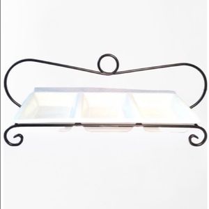 Three-Section Platter With Metal Rack Crofton NWOT